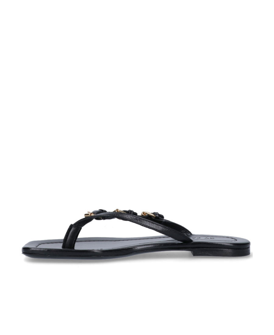 By Far Mare Squared-toe Flip-flops In Black
