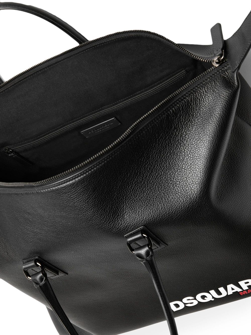 Dsquared2 Bob Leather Logo Duffle Bag In Black