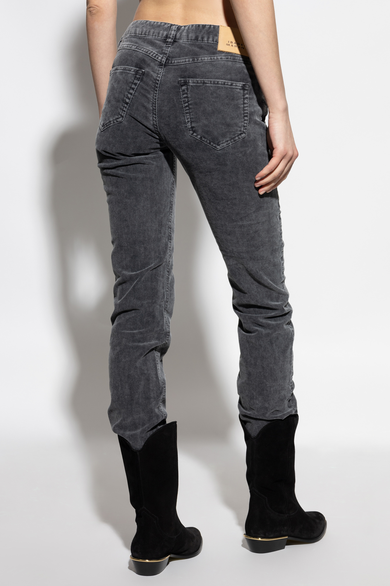 Isabel Marant Étoile Logo-patch Corduroy Trousers In Blue