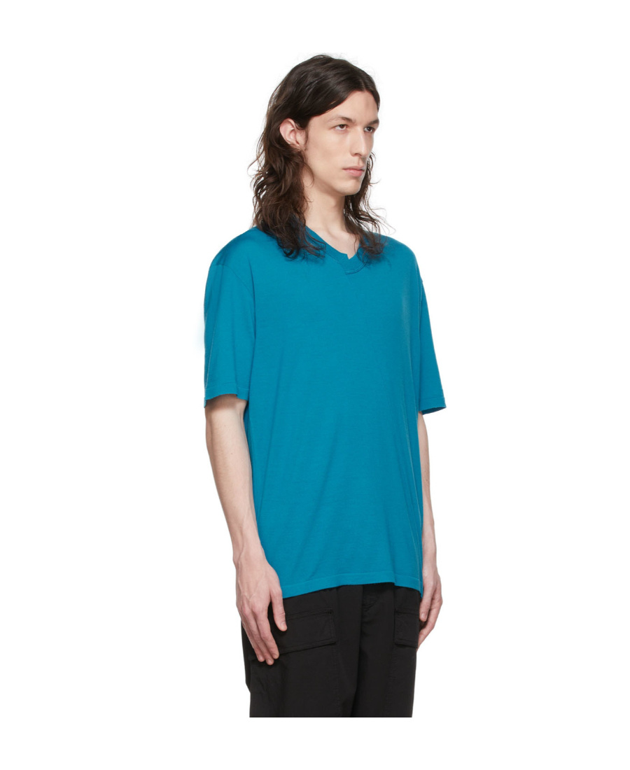 Zegna Rib Knitted Wool Short-sleeved T-shirt In Blue