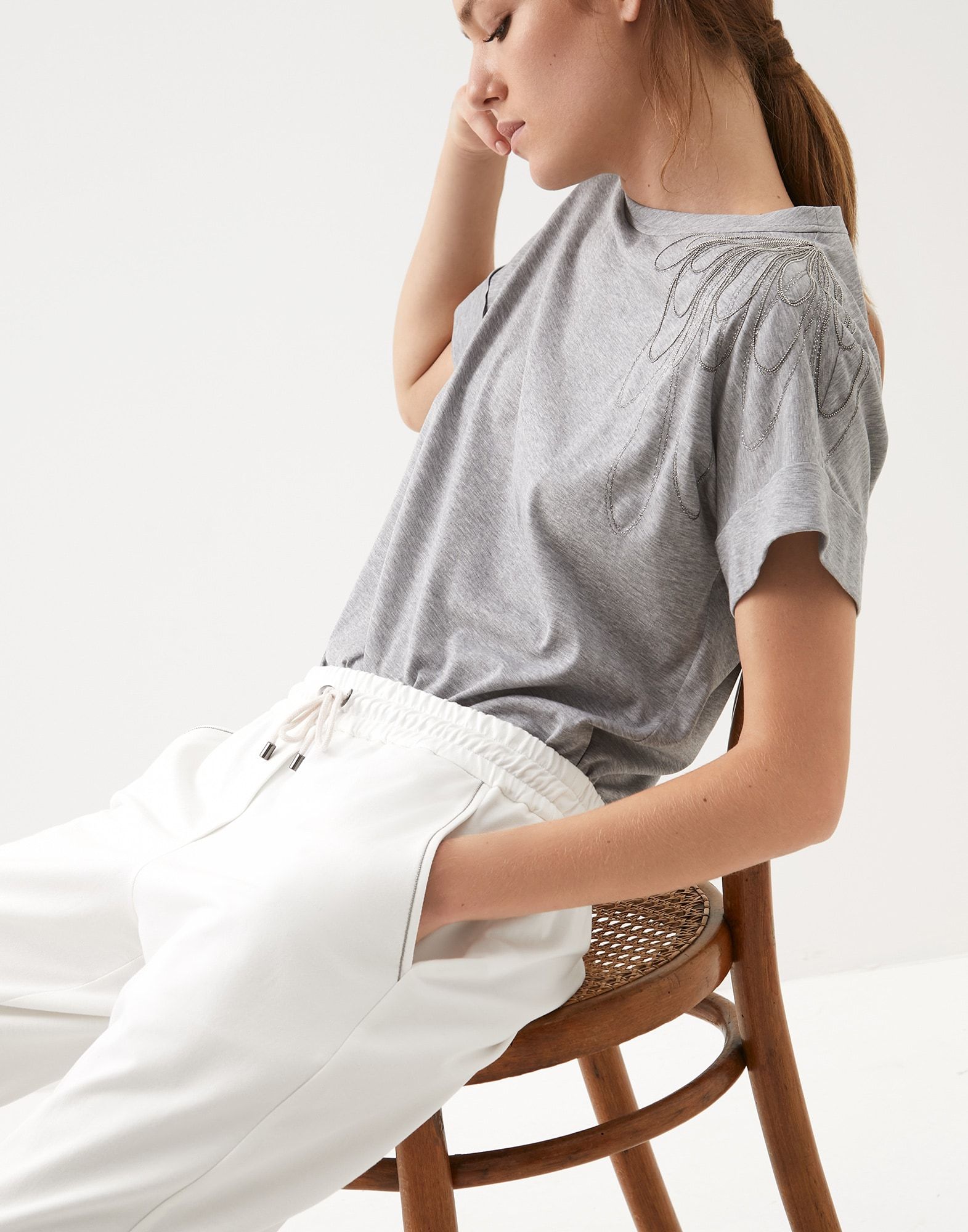 BRUNELLO CUCINELLI BRUNELLO CUCINELLI MONILI BEAD-EMBELLISHED DRAWSTRING TRACK PANTS