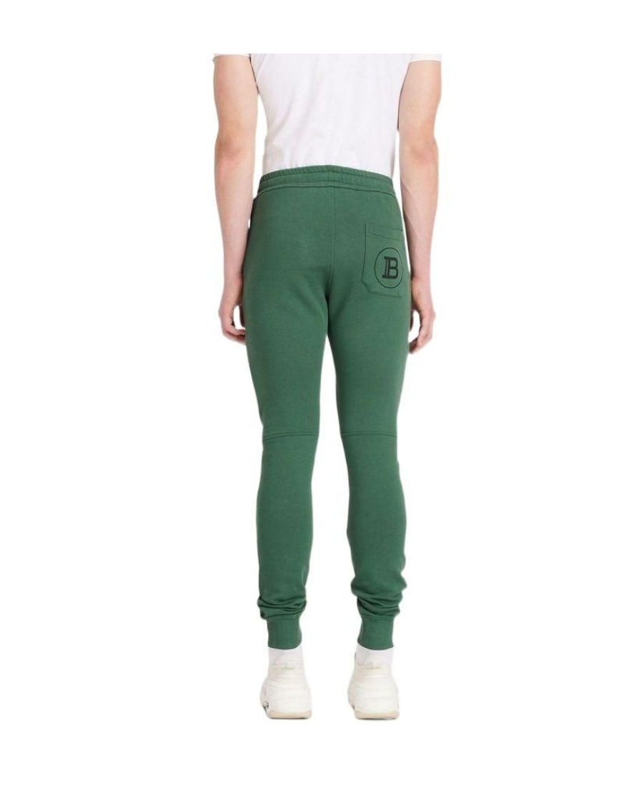 Balmain Drawstring Cotton Track Pants In Green