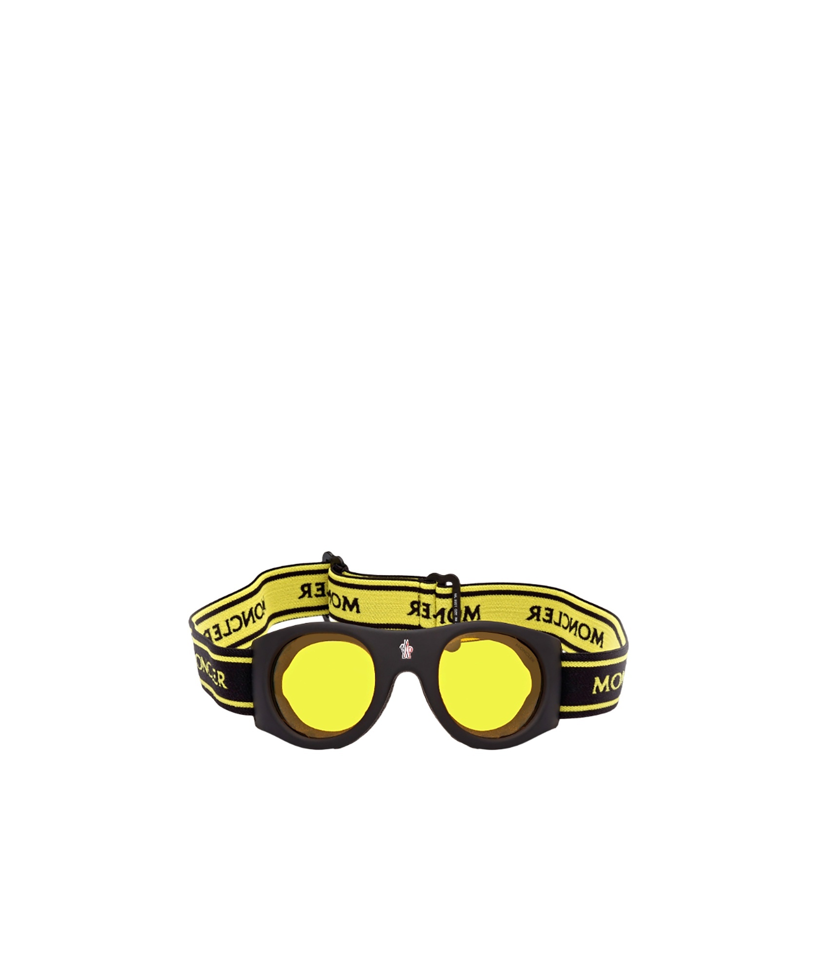 Moncler Logo-strap Round Sunglasses In Yellow