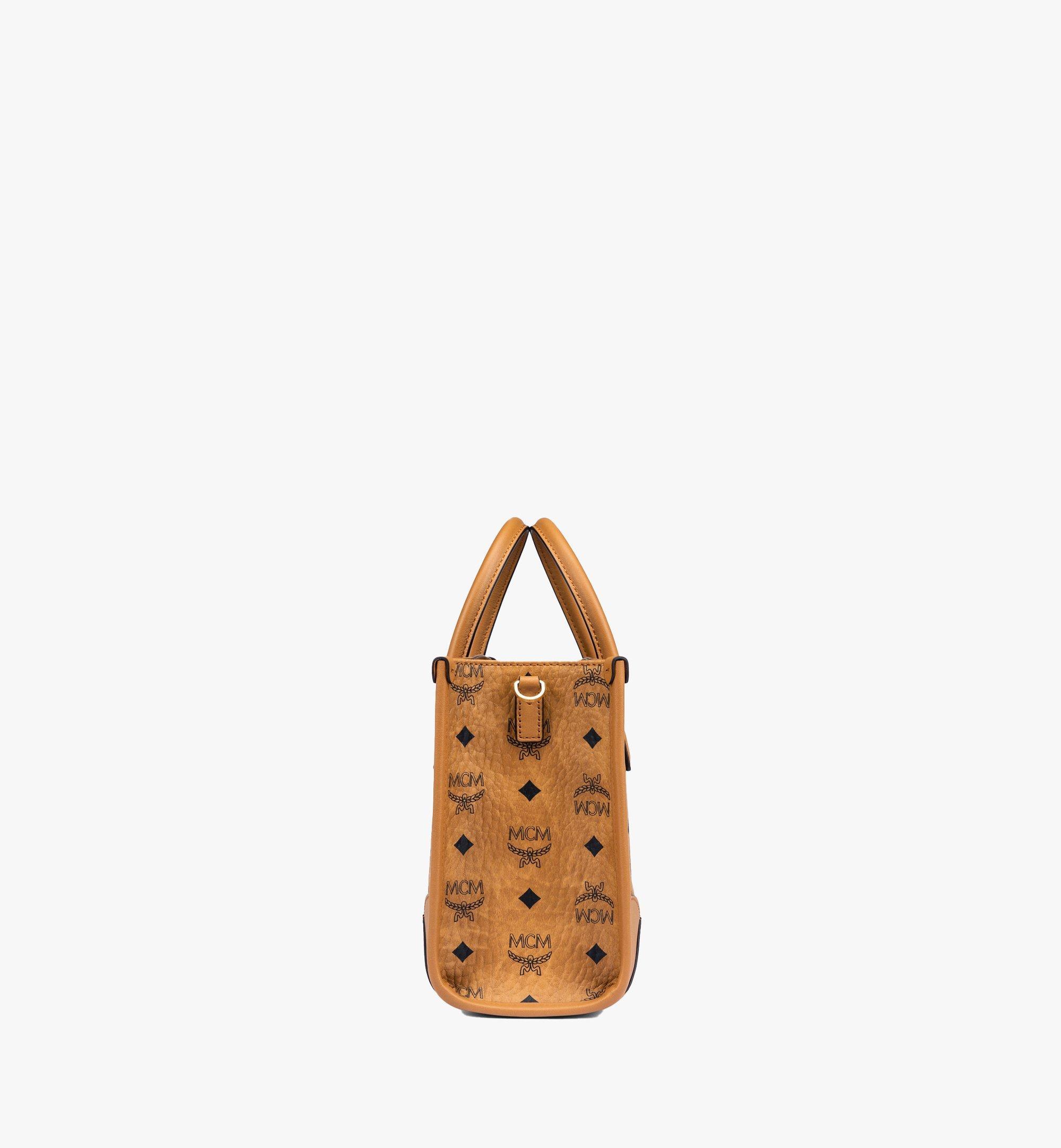 Mcm Structured Monogram Print Tote Bag In Brown