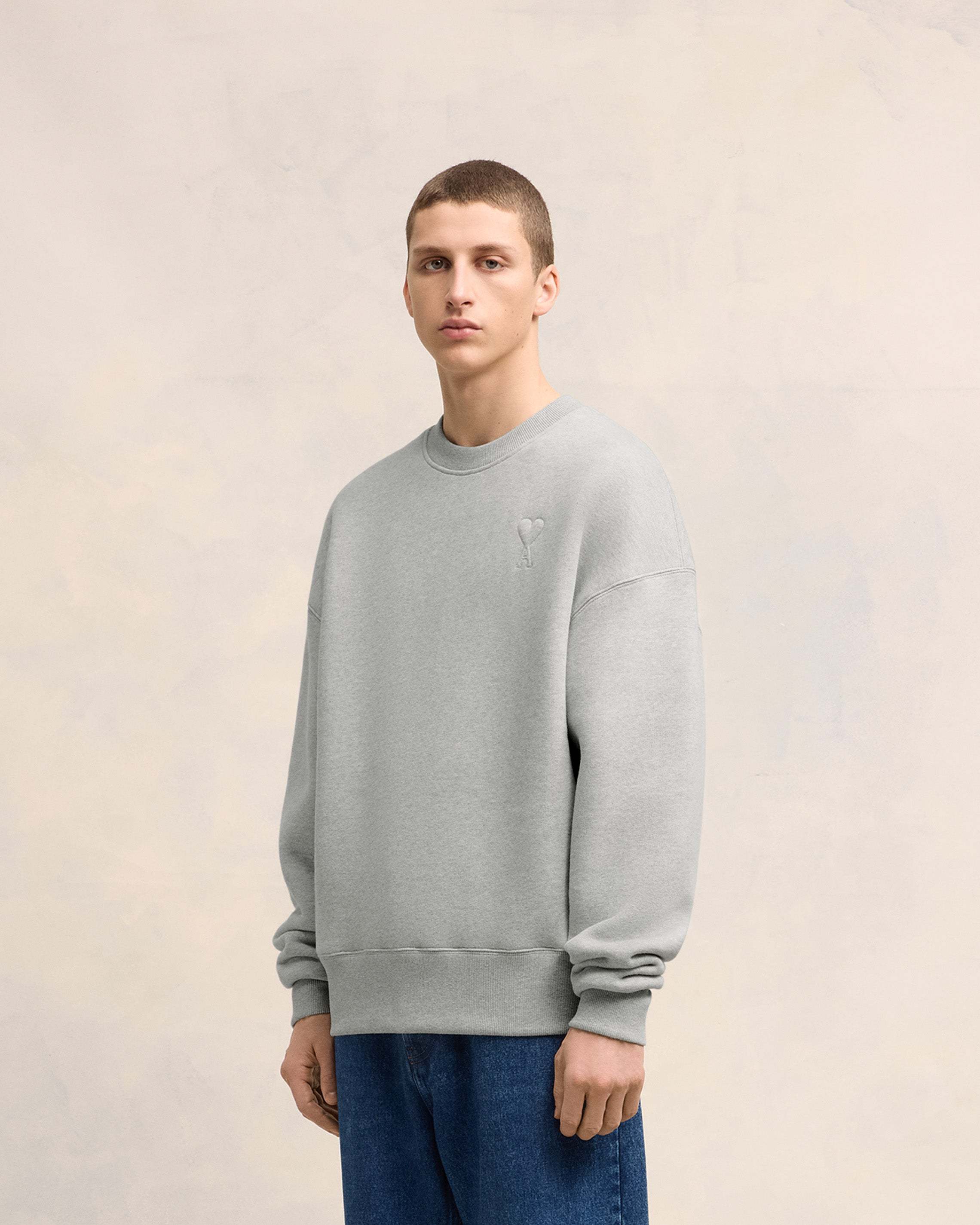 Ami Alexandre Mattiussi Logo Sweater In Gray