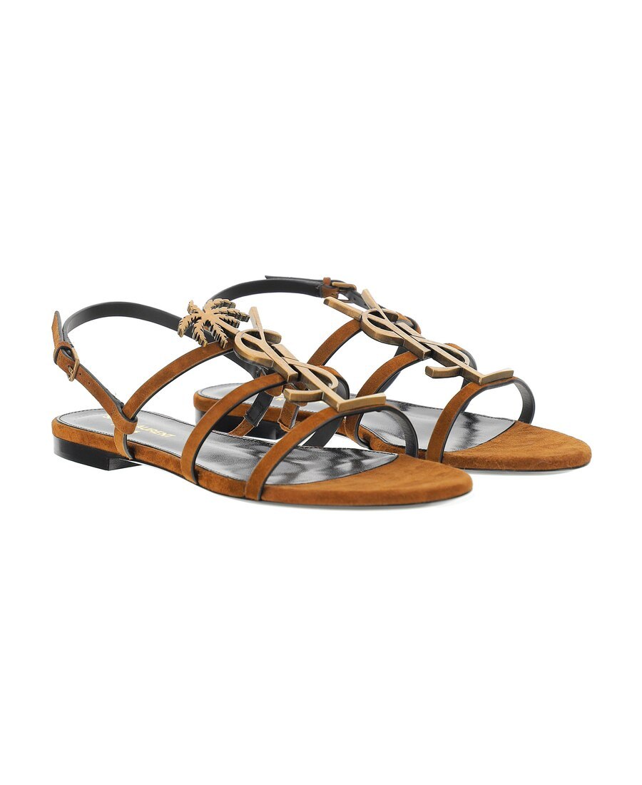 Saint Laurent Cassandra Sandals In Brown