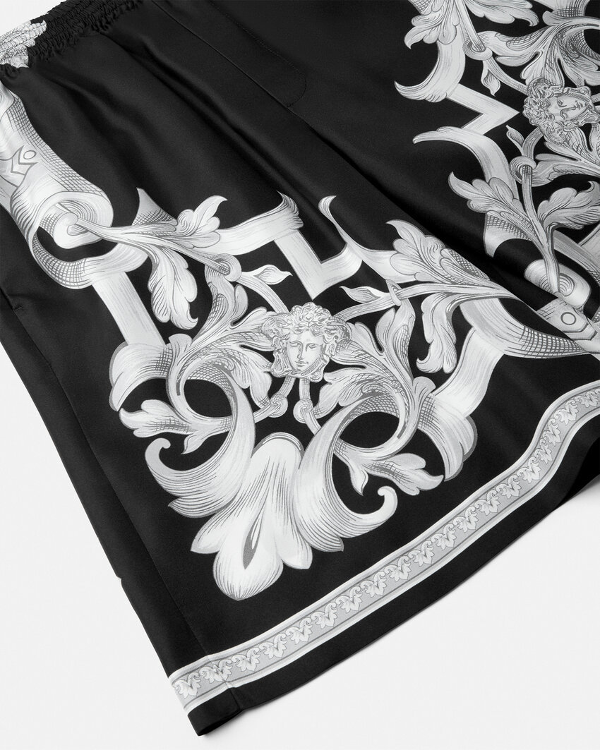 Versace Barocco-print Silk Shorts