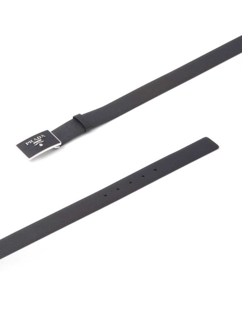 Prada Logo-buckle Leather Belt In Black