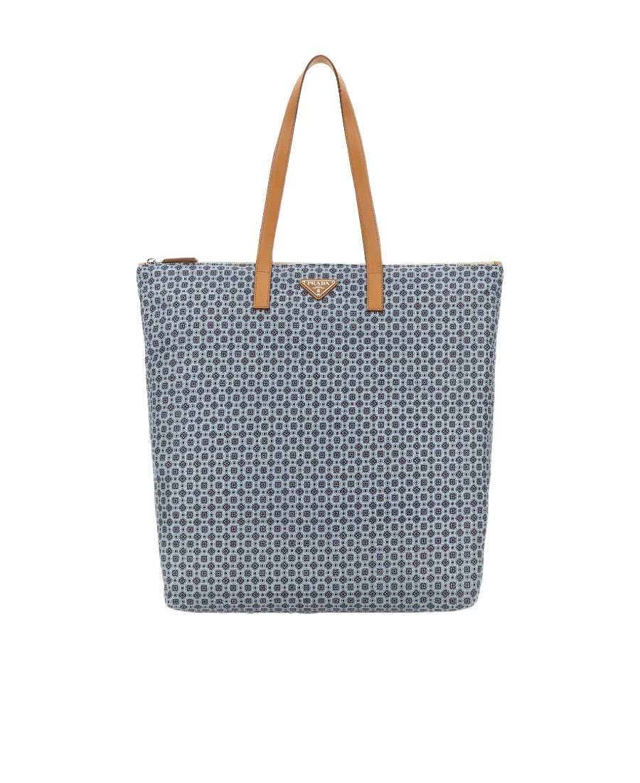 Prada Large Geometric-pattern Tote Bag In Gray