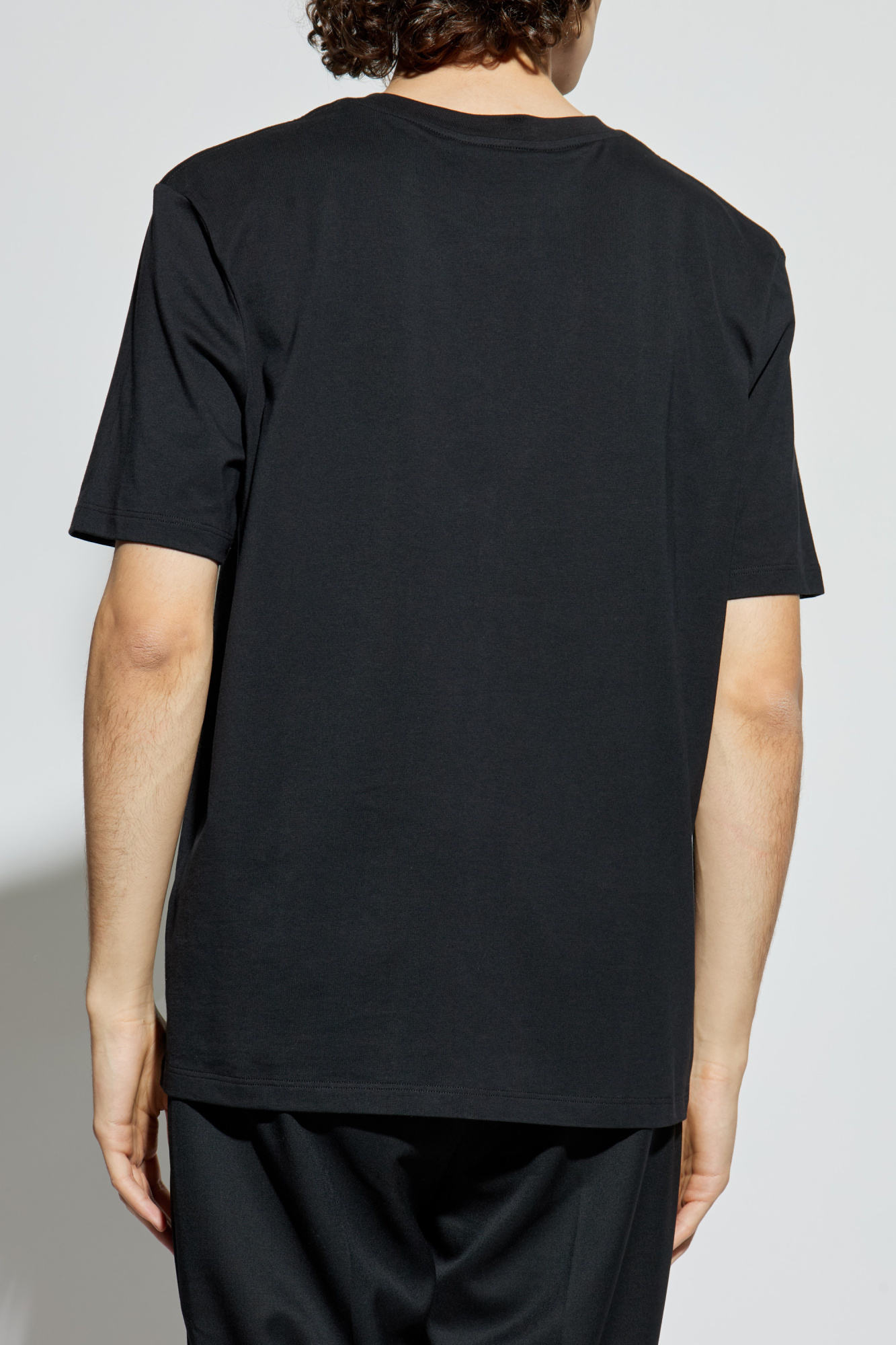 Balmain Graphic Chain Motif Black T-shirt With Short Sleeves In Black