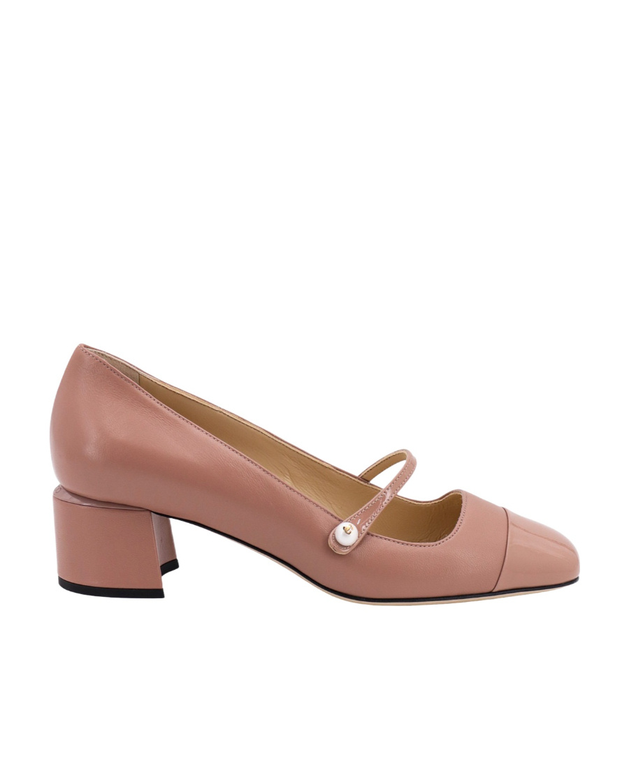Jimmy Choo Pearl Block Heel Square Toe Ballerina Shoes In Pink