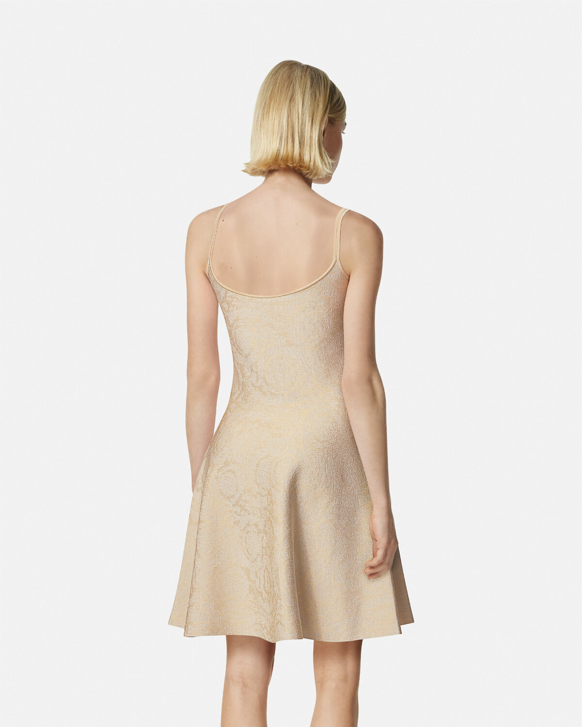 Versace Baroque Texture Mini Robe In Nude