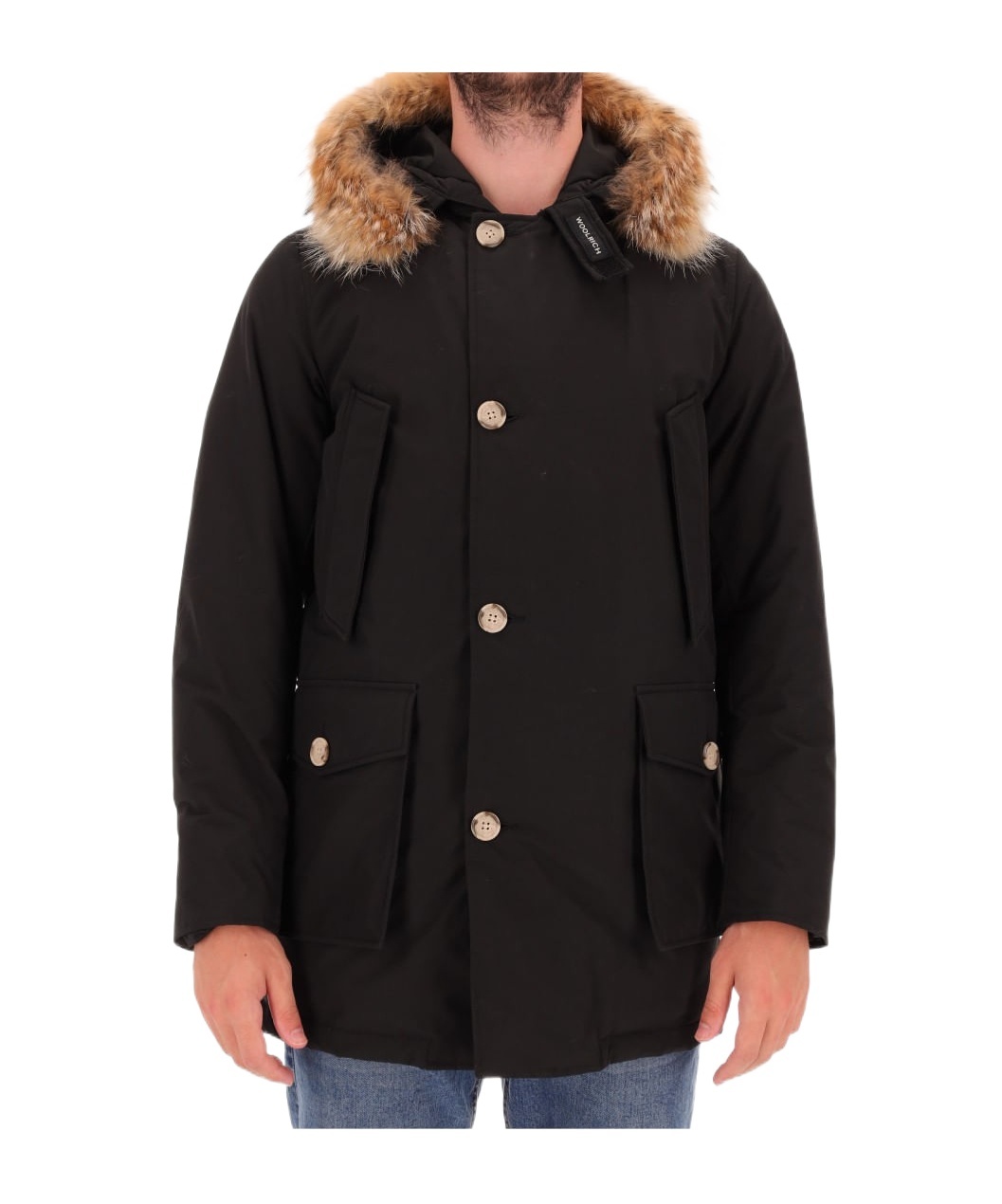 Woolrich Long-sleeved Down Jacket In Black