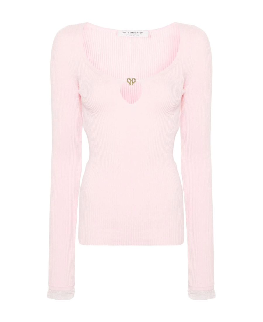 Philosophy Di Lorenzo Serafini Round Neck Long-sleeved Sweater In Pink