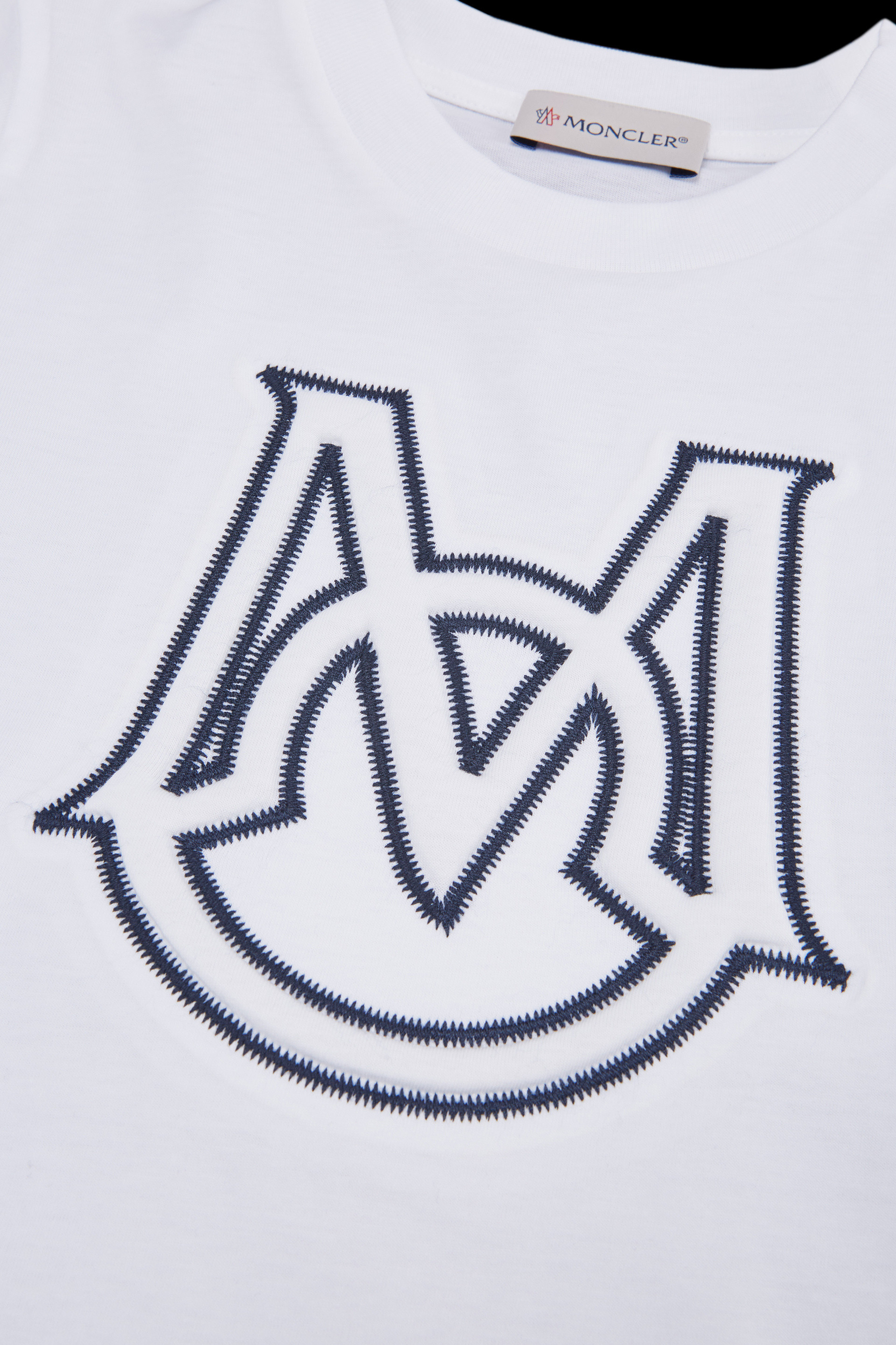 Moncler Embroidered Cotton T-shirt In White