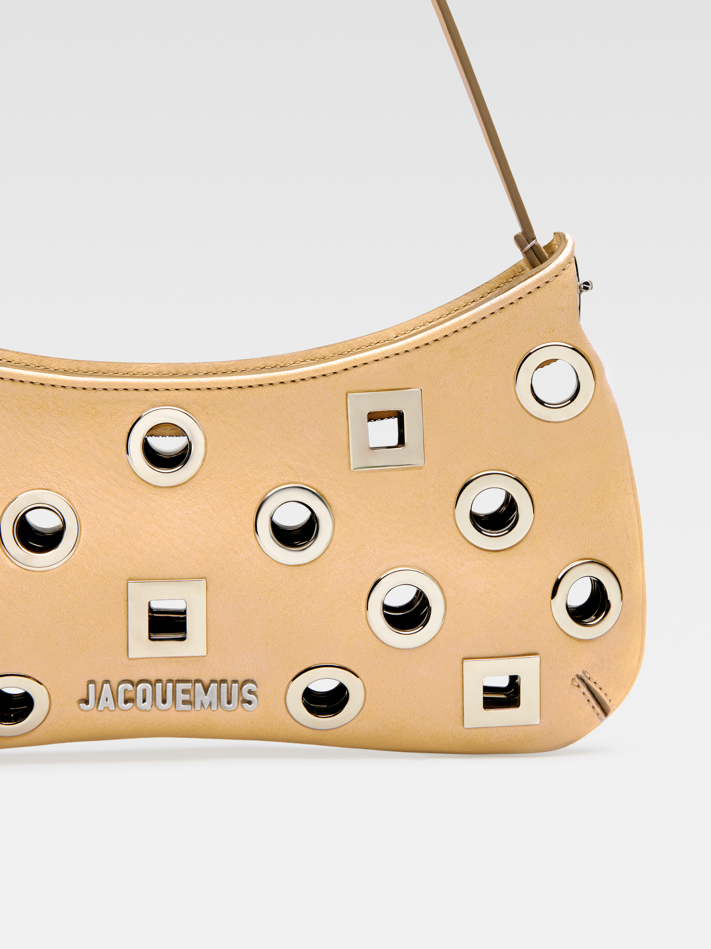 Jacquemus Le Bisou Eyelet-embellished Shoulder Bag In Nude