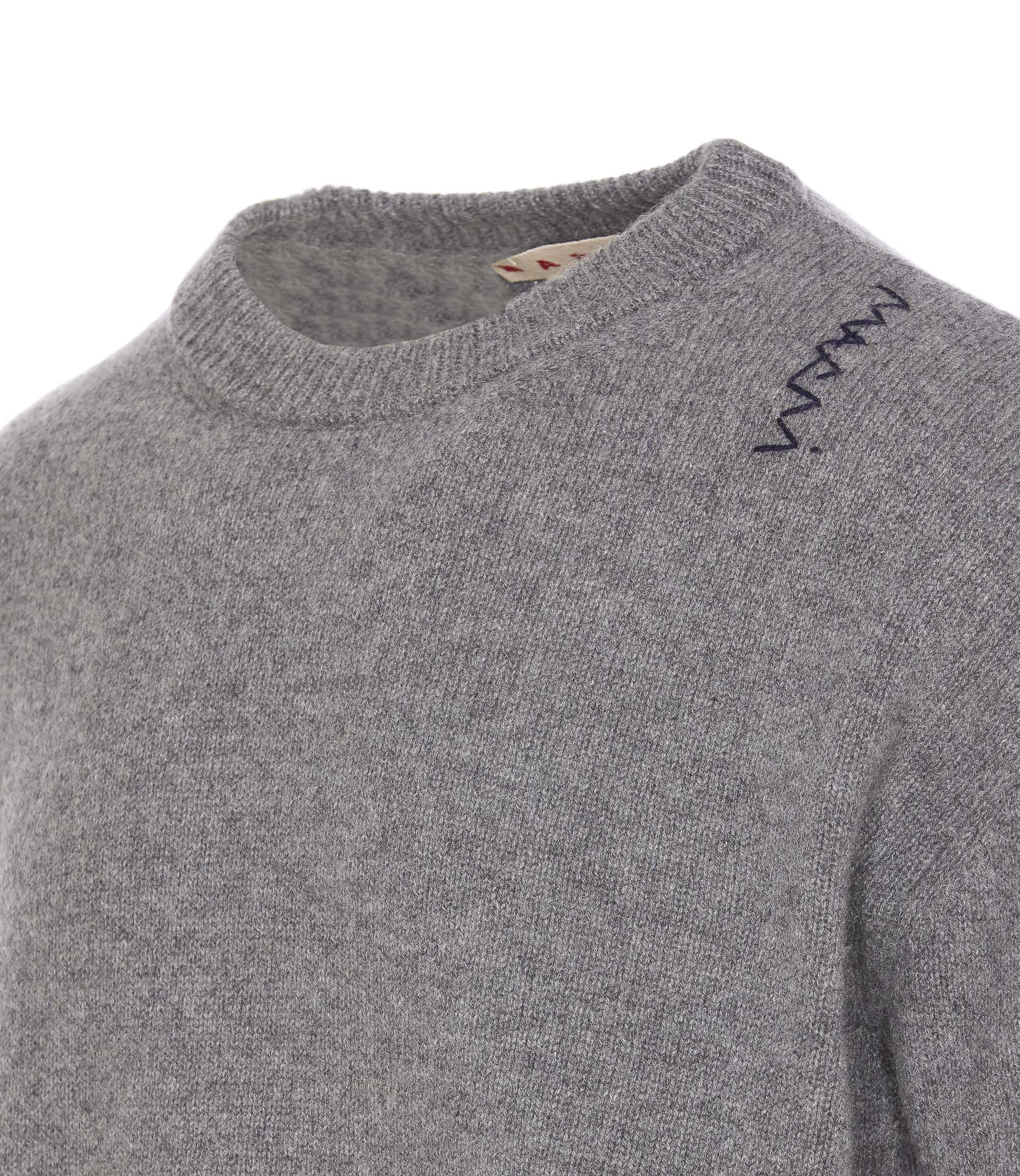 Marni Crew Neck Embroidered Detail Long Sleeves In Gray