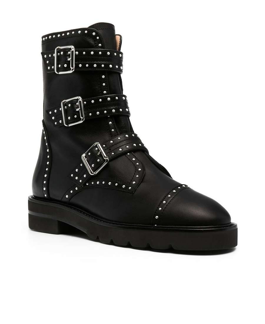 Stuart Weitzman Jesse Lift Studded Ankle Boots In Black
