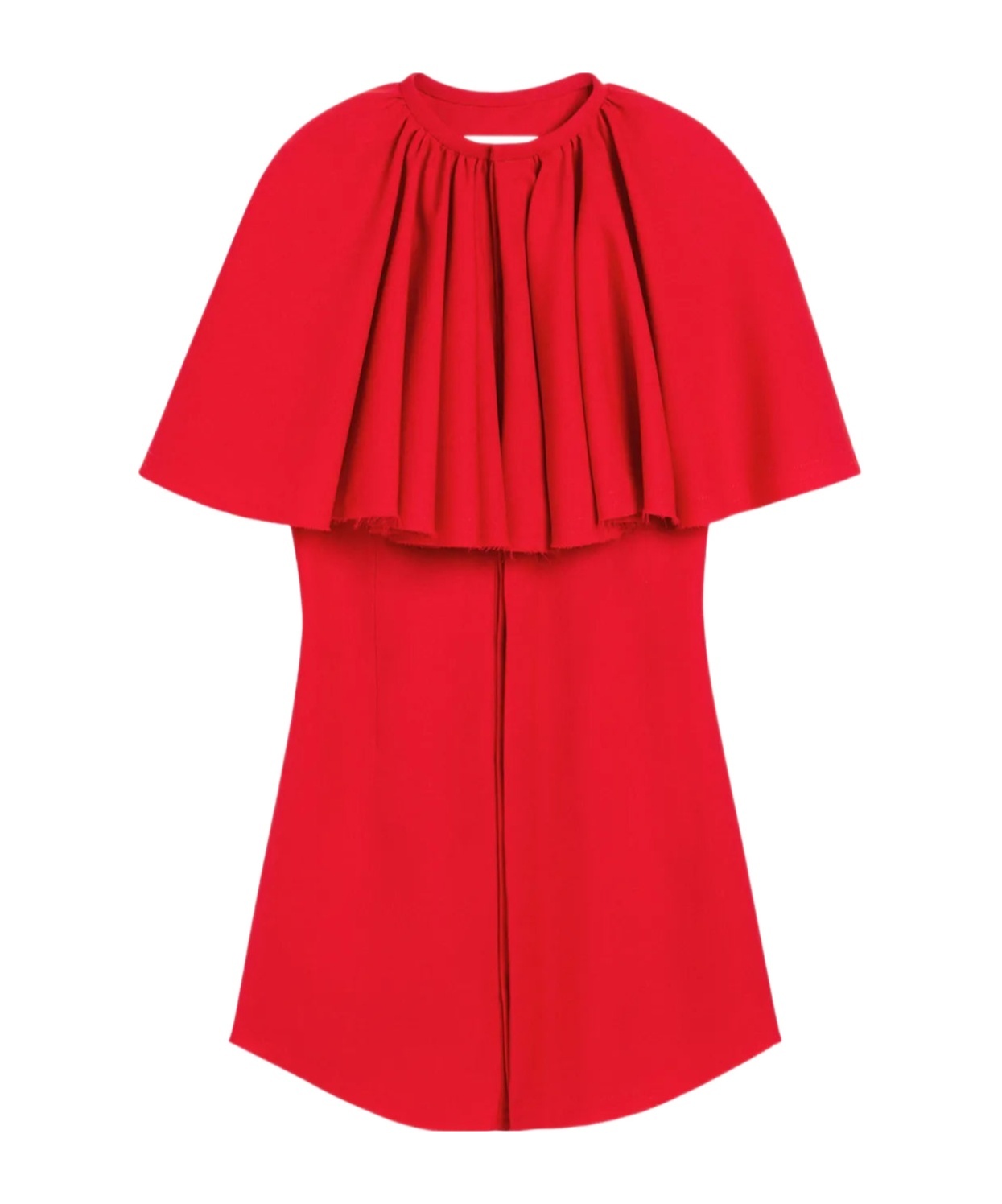 Ami Alexandre Mattiussi Red Wool Shirt Dress With Ruff Red In Red