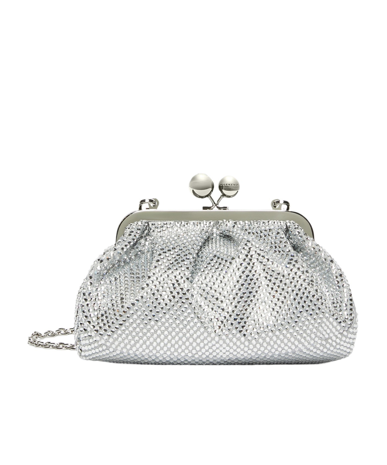 Weekend Max Mara Borsa Pasticcino Small In Raso E Strass Nera Bianco Ottico In Silver