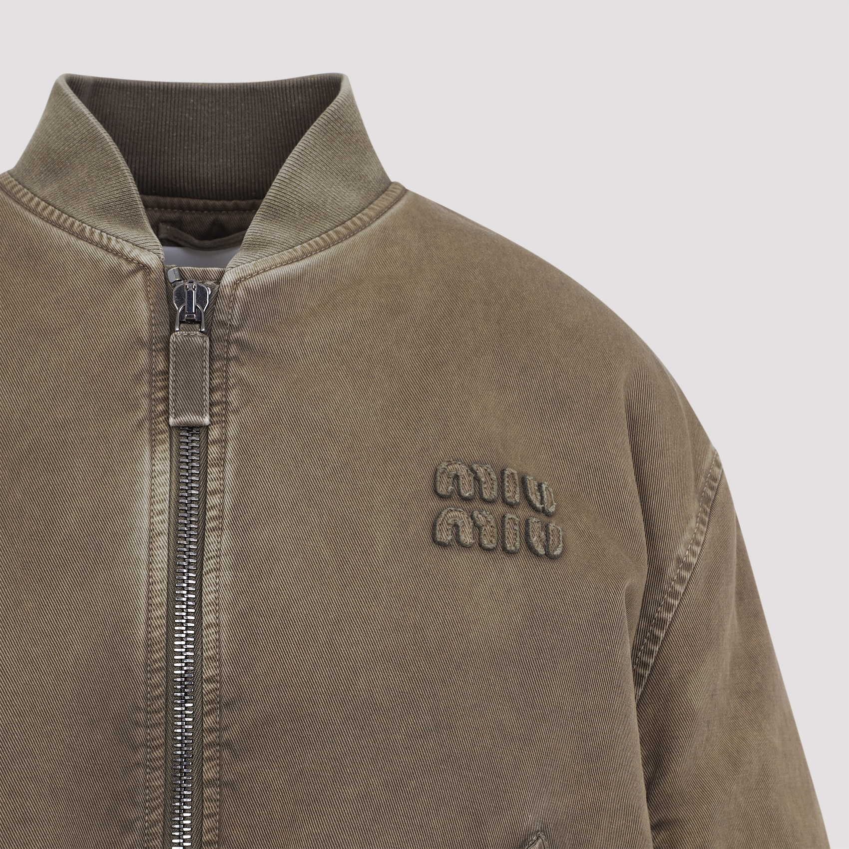 Miu Miu Long-sleeved Casual Jacket In Brown