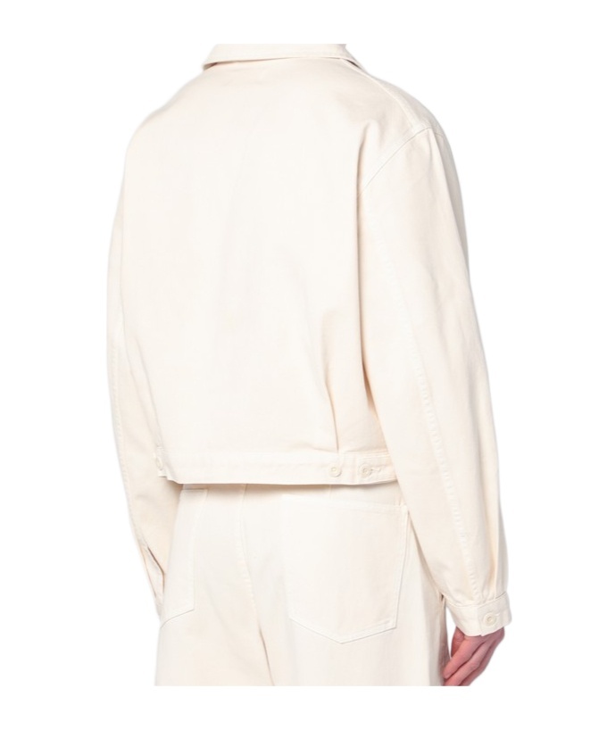 Lemaire Long-sleeved Denim Coat In White