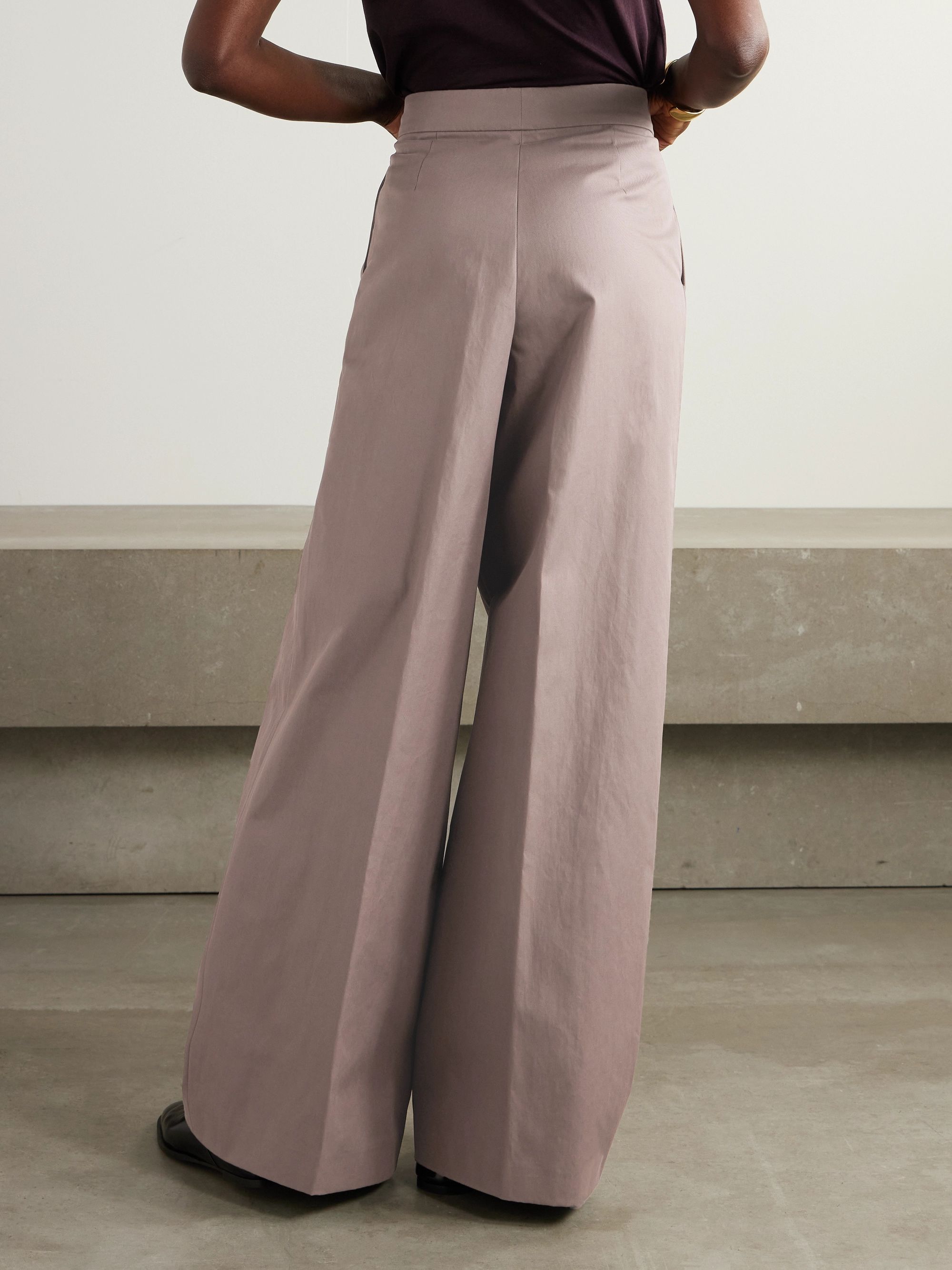 Dries Van Noten Pleated Cotton Wide Leg Pants