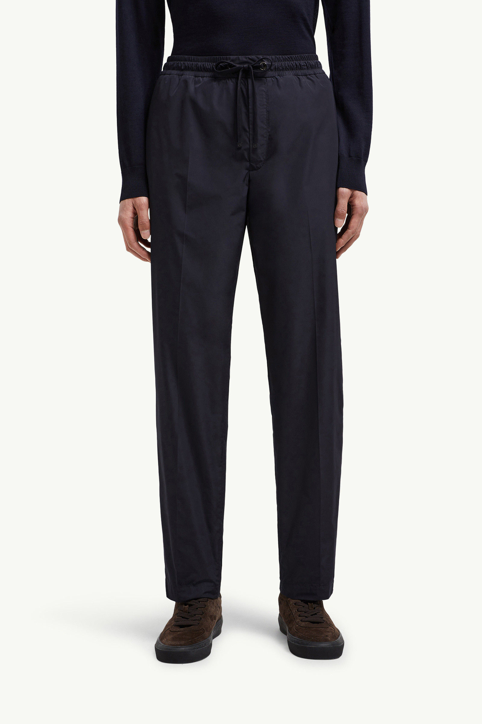 Moncler Wool Blend Gabardine Pants In Blue