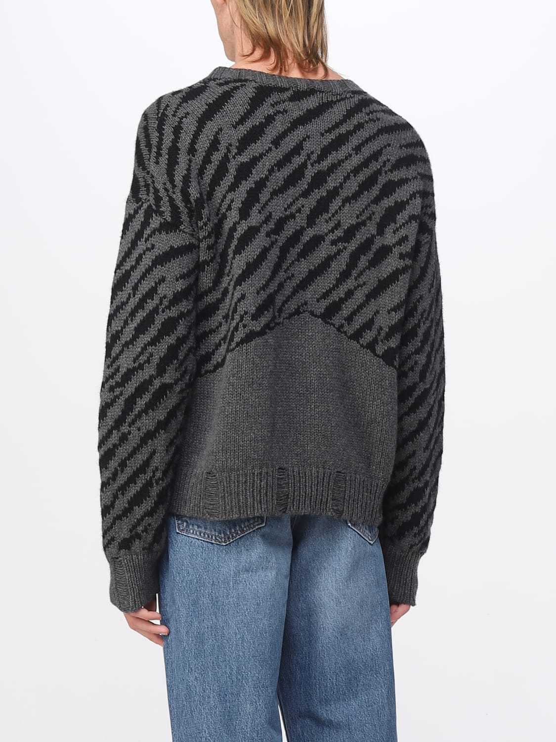 Rhude Zebra Crew Neck Sweater With Ribbed Cuffs In Black
