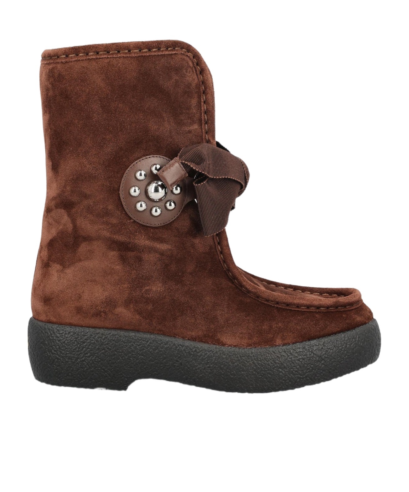 Valentino Studded Ankle Boots In Brown