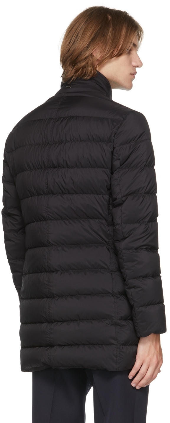 Herno Black Mid-length Quilted Down Jacket In Black