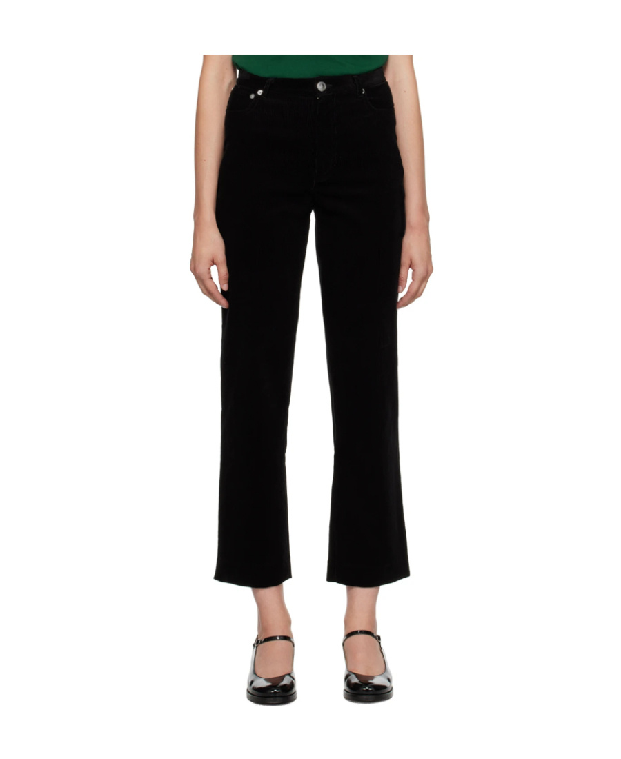 Apc High-waisted Denim Trousers In Black