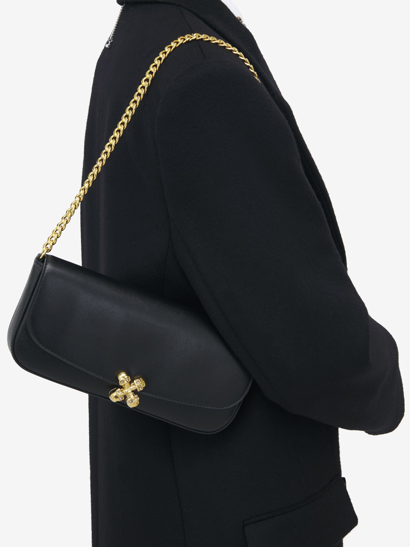 Alexander Mcqueen Skull Flower Leather Shoulder Bag