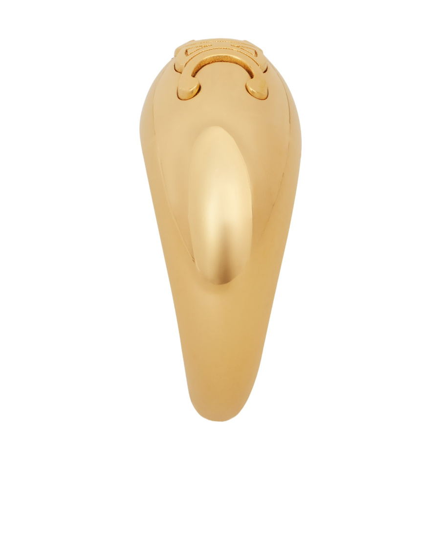 Celine Triomphe Gold Decorated Brass Large Ring In Yellow