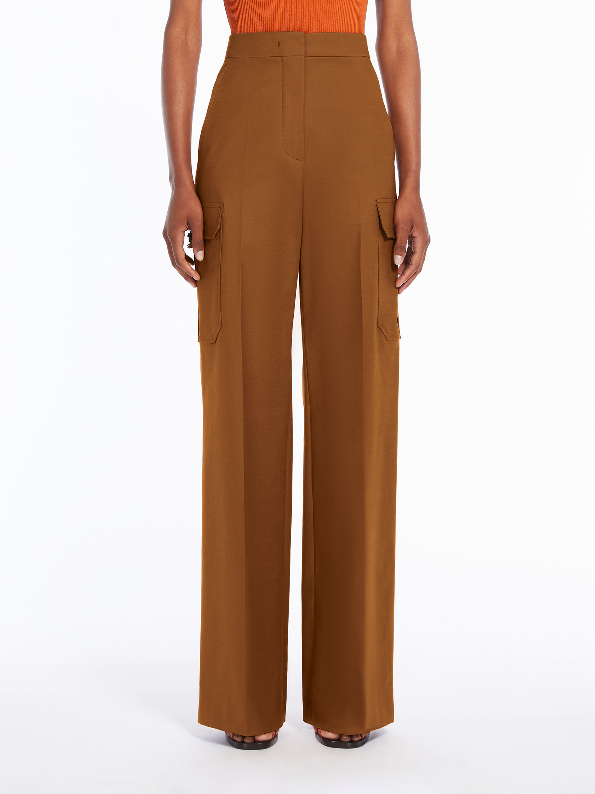 Max Mara Edda Logo-embroidered Trousers In Brown