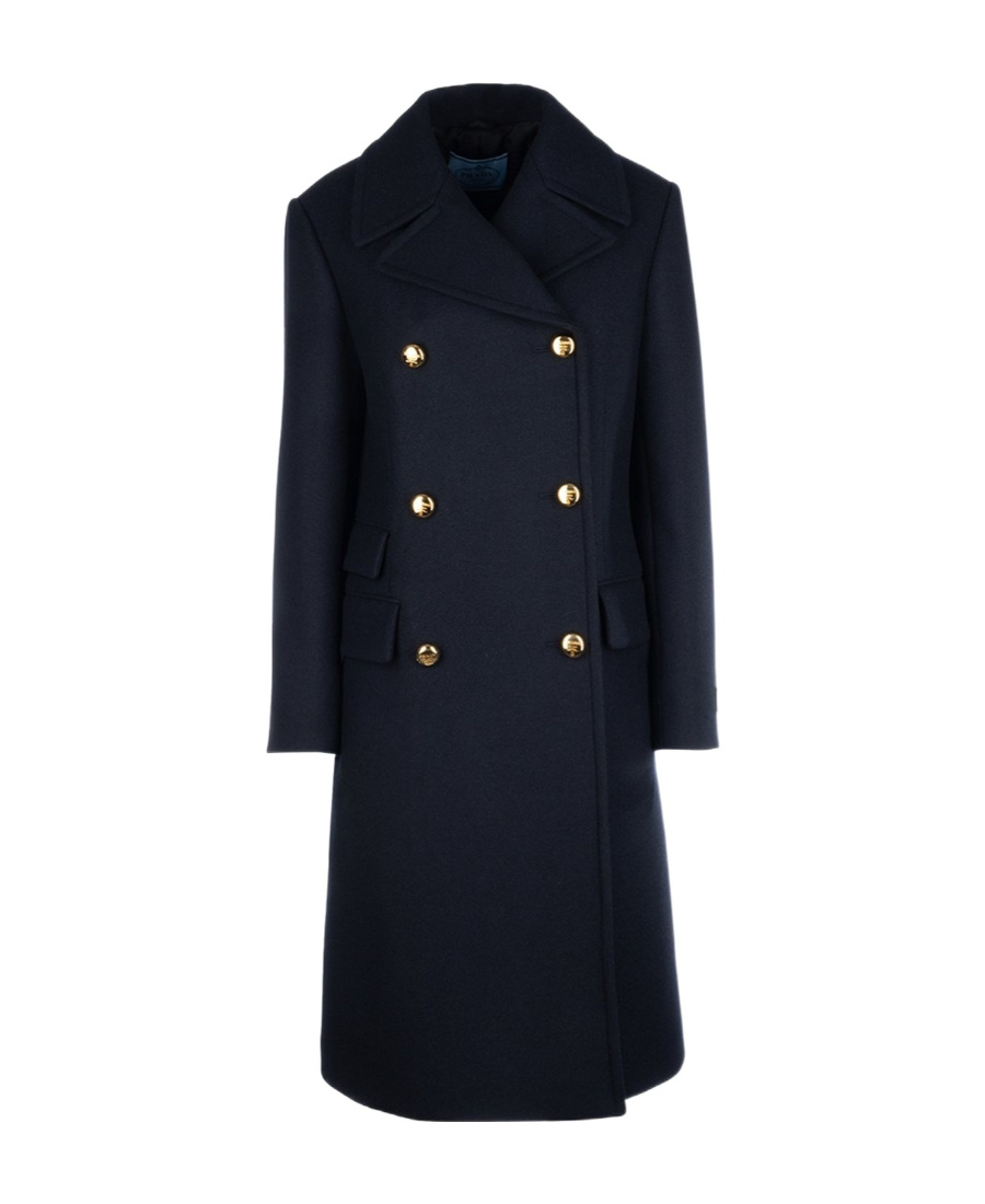 Prada Double-breasted Wool Coat In Blue