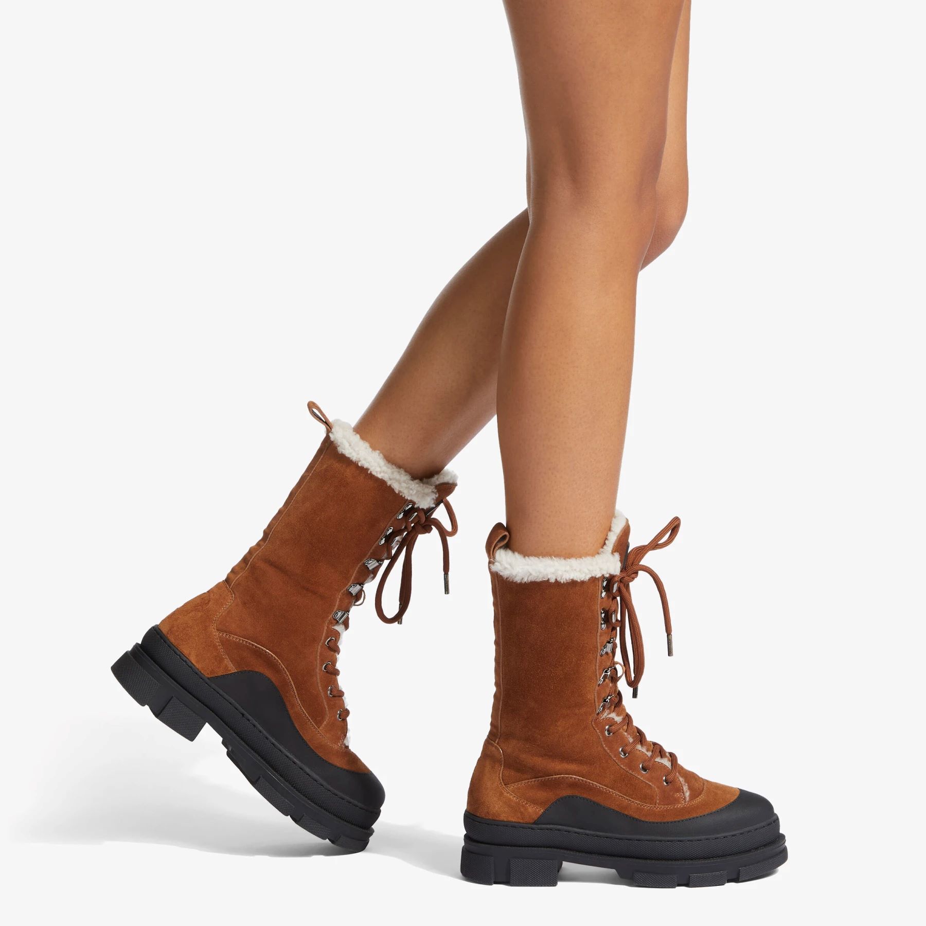 Jimmy Choo Aldea Leather Lace-up Boots In Brown