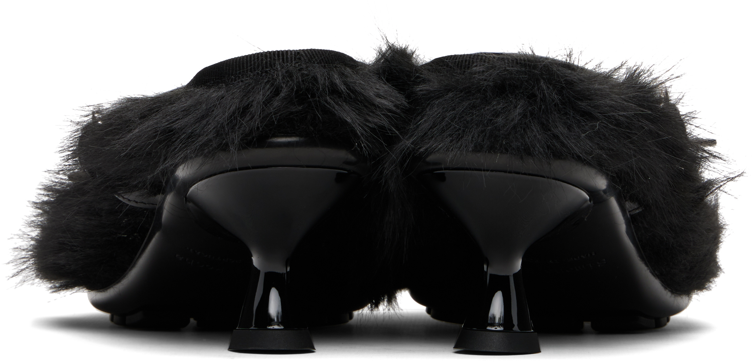 Simone Rocha 60mm Fur-trimmed Buckle Mules In Black