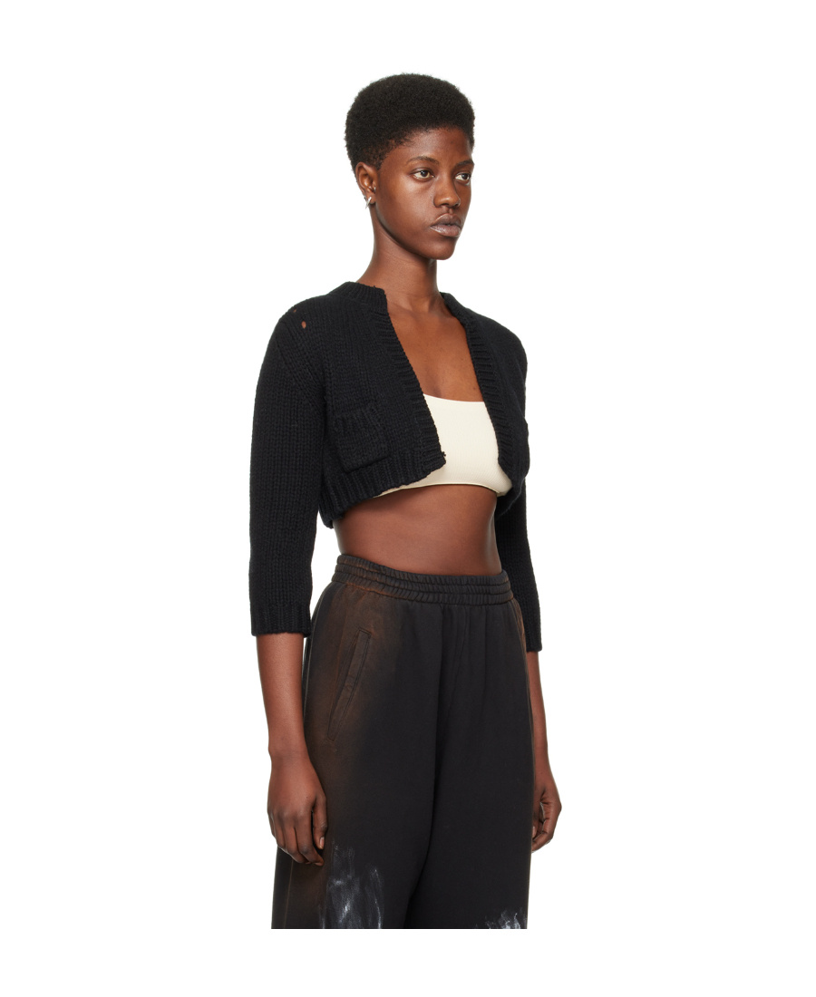 We11 Done Bag Knitted Cardigan In Black