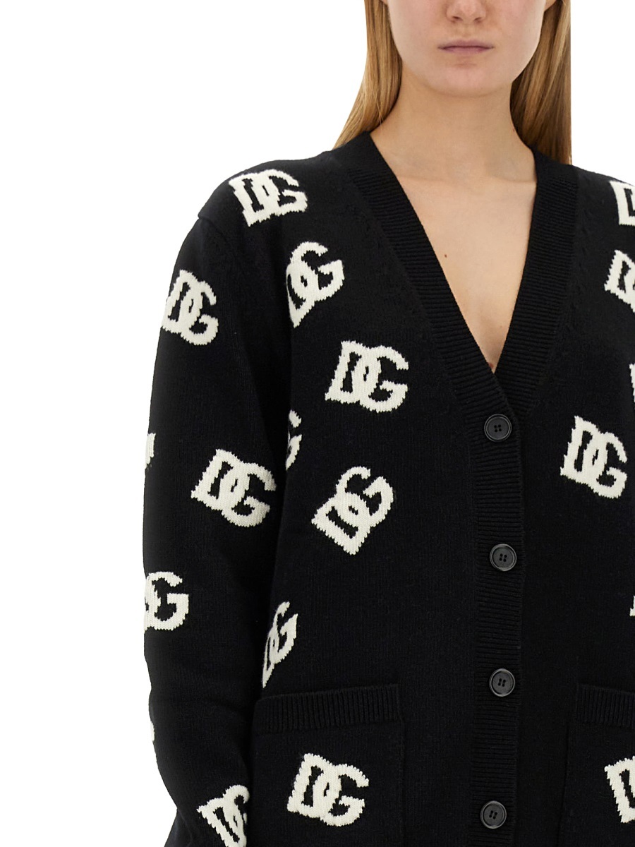 Dolce & Gabbana Dg Monogram Cardigan In Black