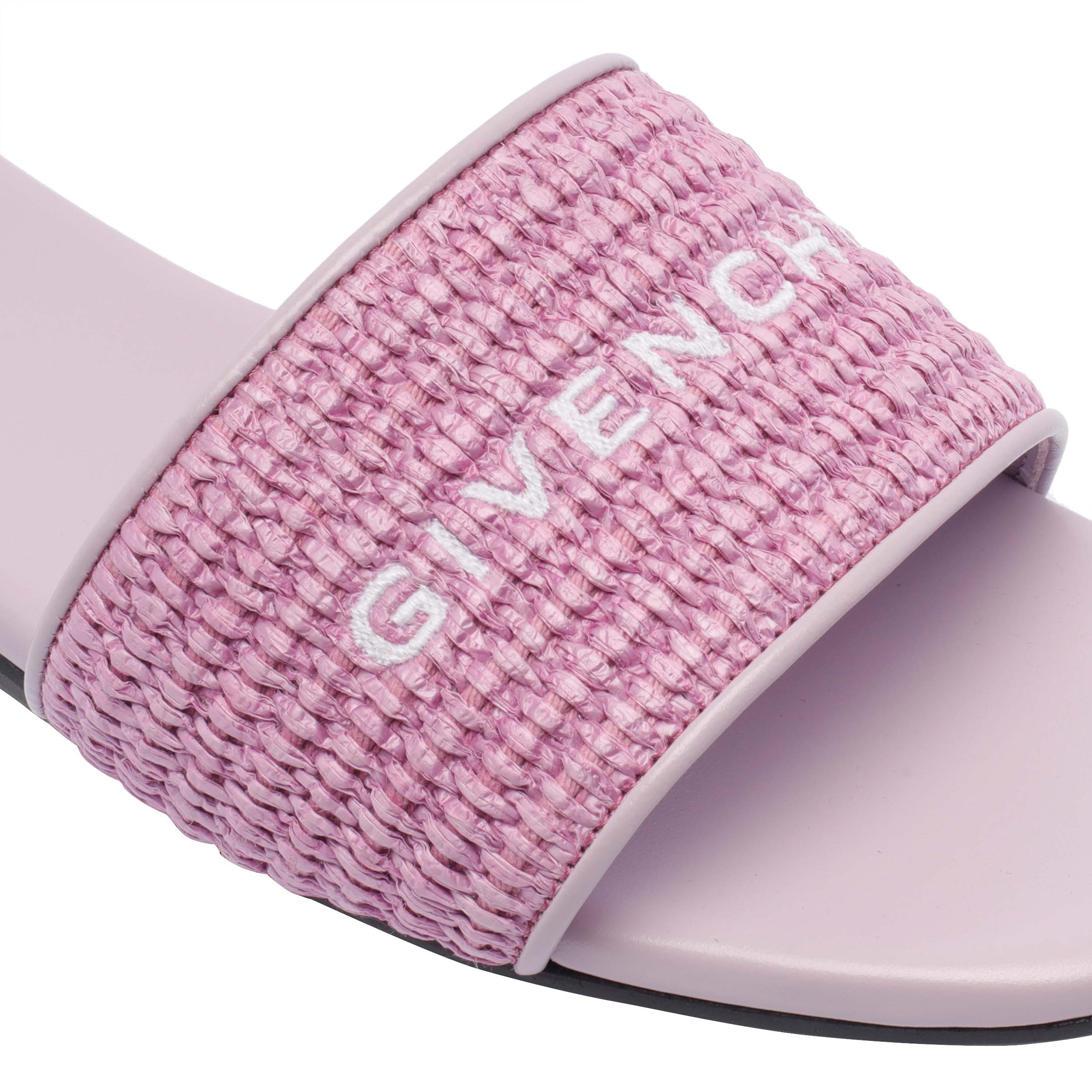 Shop Givenchy 4g Flat Mules In Raffia In Purple