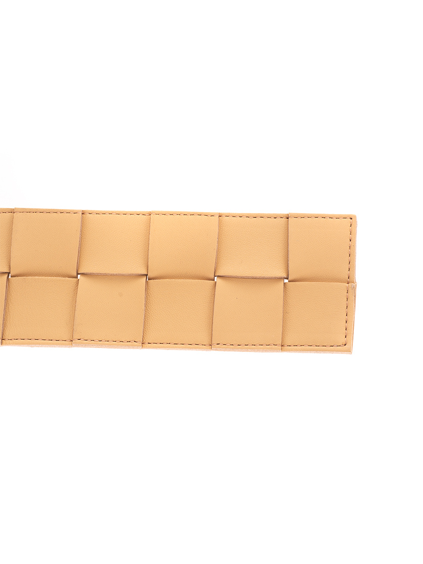 Shop Bottega Veneta Maxi Intreccio Triangle-buckle Belt In Brown