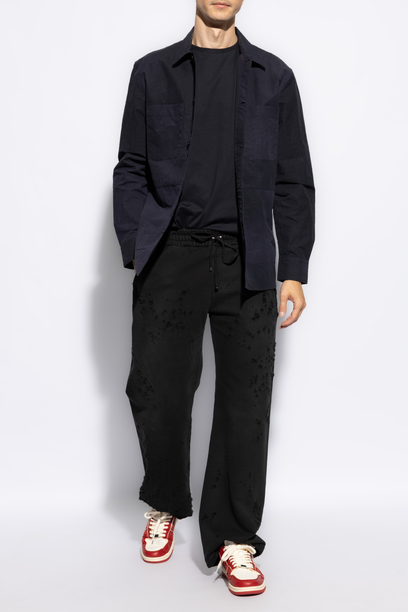 Amiri Distressed Finish Straight-legged Jogging Trousers In Black