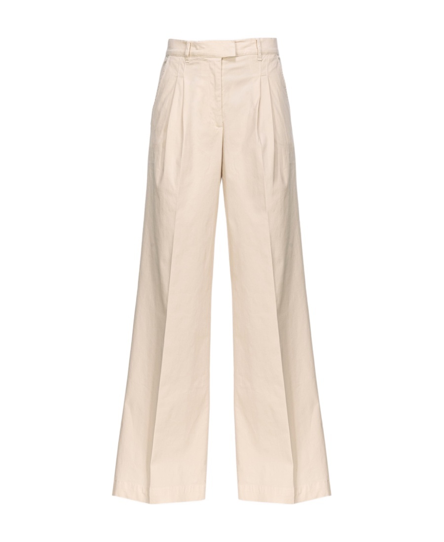 Pinko High-waisted Cotton Trousers In Nude