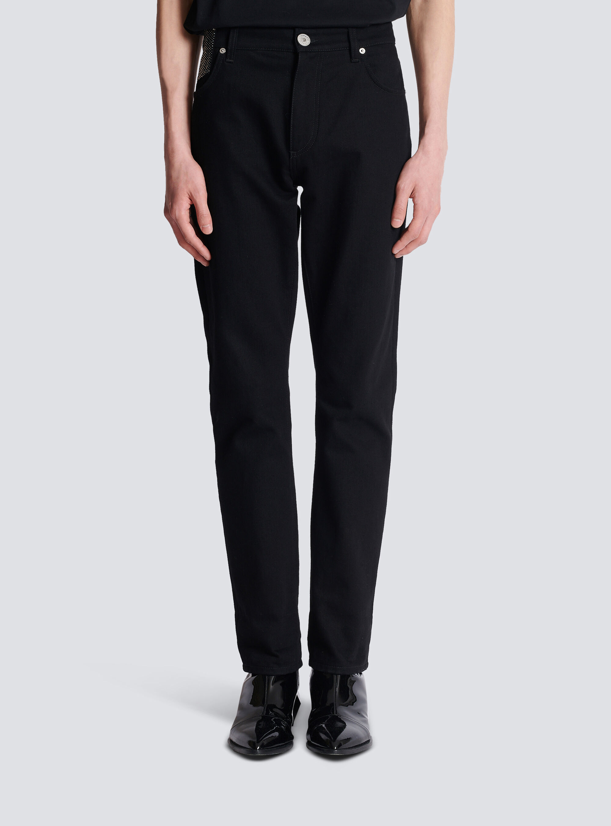 Balmain Black Mid Rise Jeans In Black