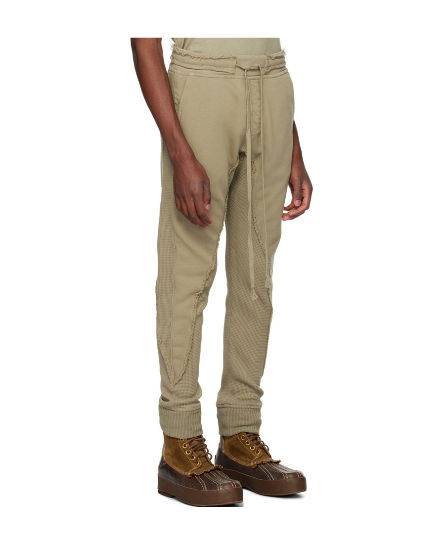 Greg Lauren Drawcord Elastic Waist Sweatpants In Nude