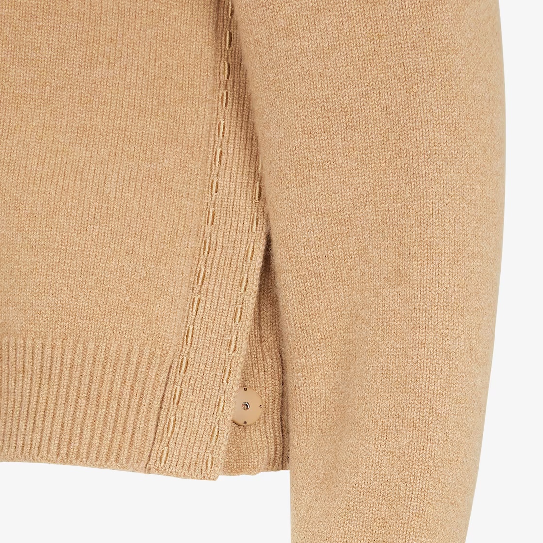 Fendi High-neck Long-sleeved Cashmere Sweater In Nude