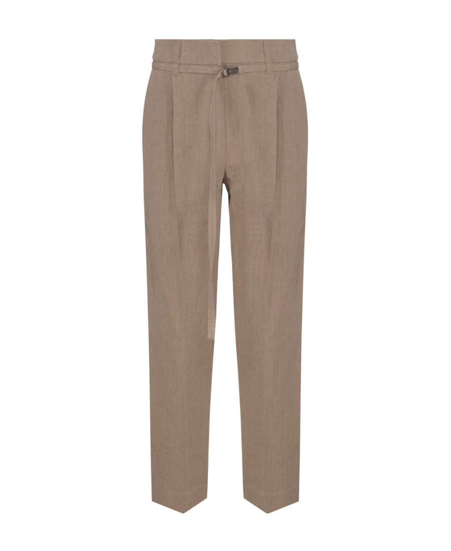 Brunello Cucinelli Monili-chain Tailored Trousers In Brown