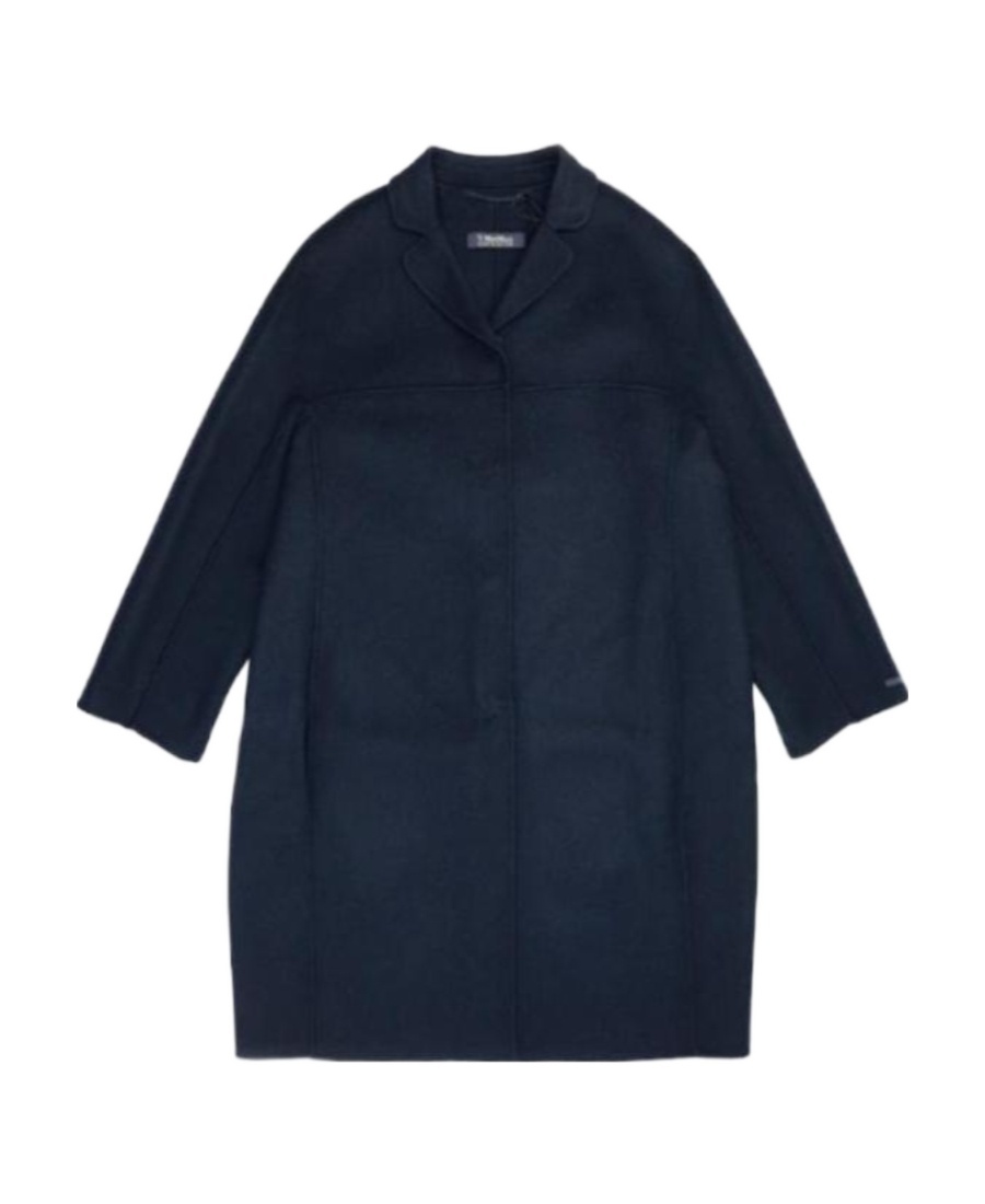 Max Mara Lapel Coat In Blue