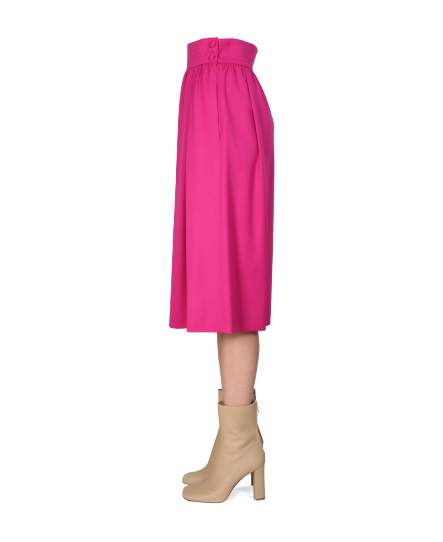 Moschino Pleated Midi Skirt Button Detail In Pink